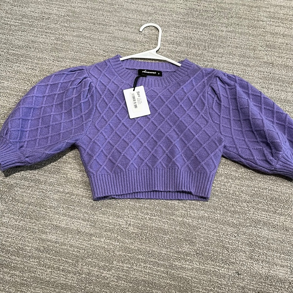 Boutique crop puff sleeve sweater